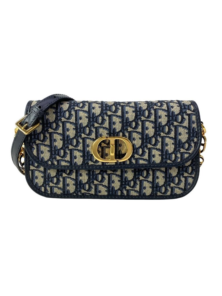 Dior Shoulder Bag 30 Montaigne Oblique Dark Navy Ivory Black